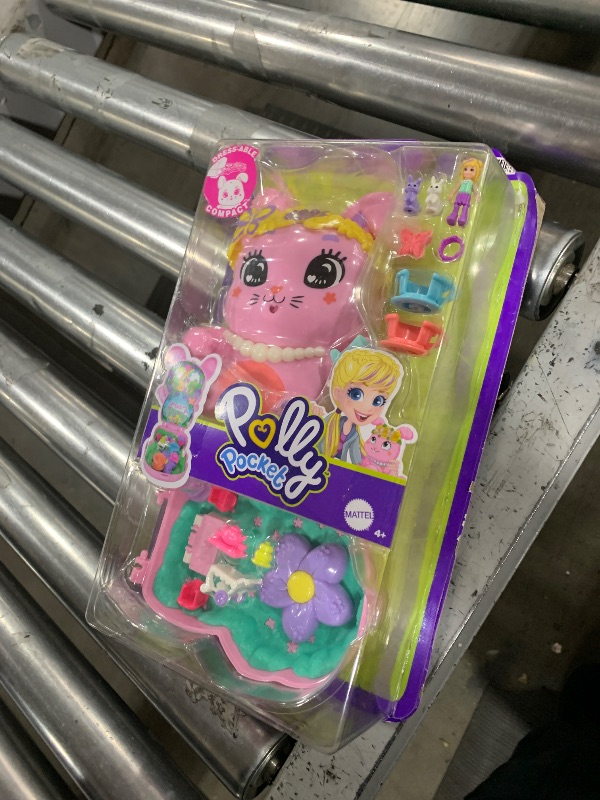 Photo 1 of Polly Pocket Dolls and Playset, Tea Party Bunny Compact, Travel Toy with 1 Micro Doll, Pet Bunnies, Food & Fashion Styling Accessories