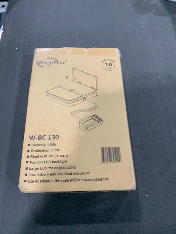 Photo 1 of Weighmax 130Lb x0.1OZ Extended Display Digital Shipping Postal Scale, White