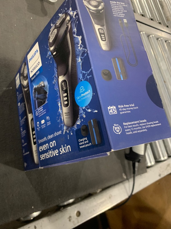 Photo 1 of Philips Norelco Shaver 3900 Series, Wet and Dry Electric Shaver, P-Cap, Travel Pouch, Charging Stand, Storm Blue, Model S3341/92