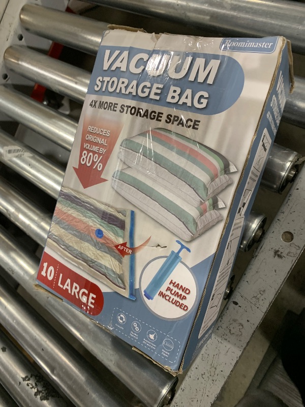 Photo 1 of 10 Large Vacuum Storage Bags with Hand Pump, Large Vacuum Seal Bags for Clothing, Space Saver Bags for Travel Lugggage, Blankets, Comforters