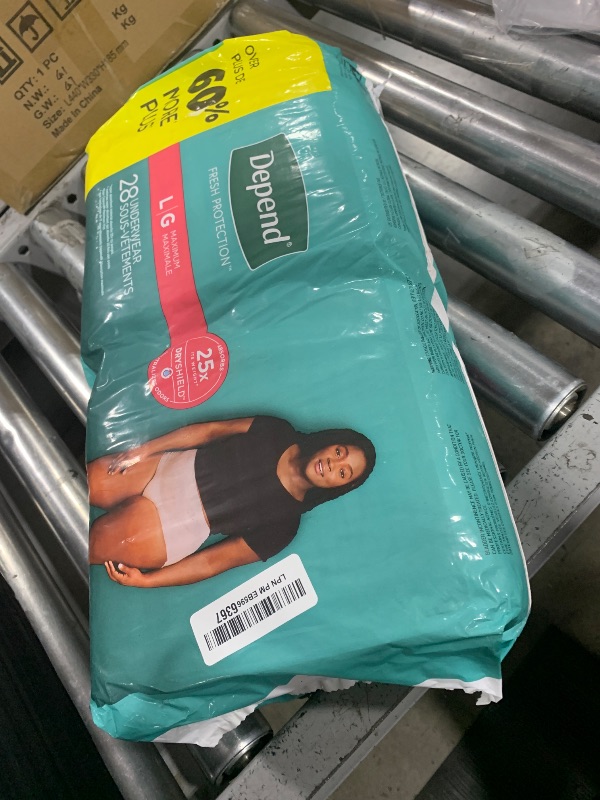 Photo 1 of Depend Fresh Protection Adult Incontinence & Postpartum Bladder Leak Underwear for Women, Disposable, Maximum, Large, Blush, 28 Count, Packaging May Vary