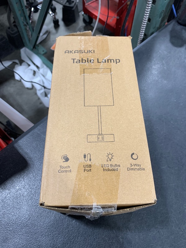 Photo 1 of AKASUKI Table Lamp for Bedroom, 3 Way Dimmable Touch Lamp with Dual Charging Station, Small Bedside Lamps for Night Stands, Living Room, Office(LED Bulb Included)