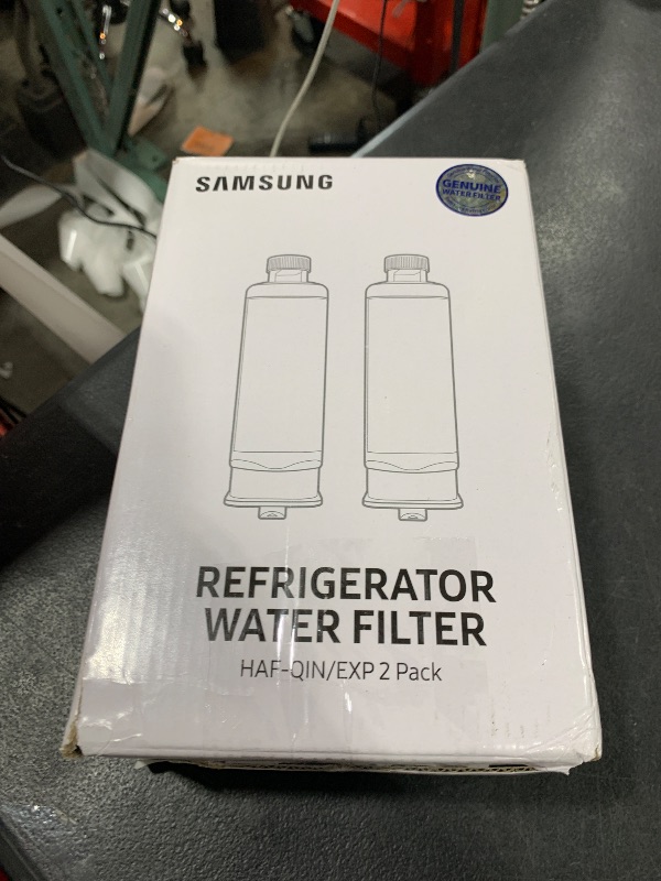 Photo 1 of SAMSUNG Genuine Filters for Refrigerator Water and Ice, Carbon Block Filtration for Clear Drinking Water, HAF-QIN-2P, 2 Pack