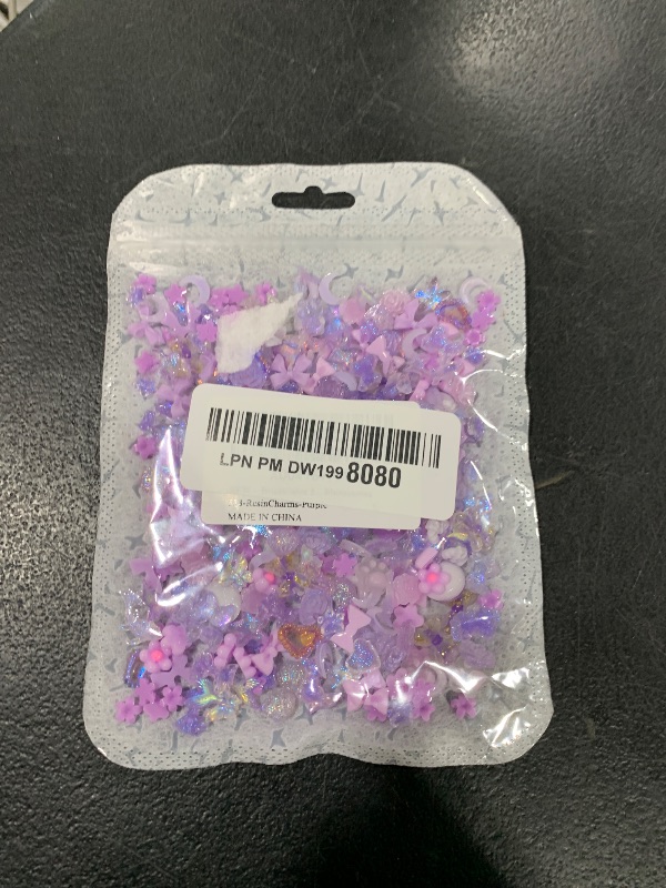 Photo 1 of Briskbloom 320PCS Purple Assorted Mix 3D Nail Charms, Cute Resin Charms for Acrylic Nail Decoration DIY Crafts, Flatback Kawaii Y2K Heart Star Bow Flower Nail Supplies Rhinestones