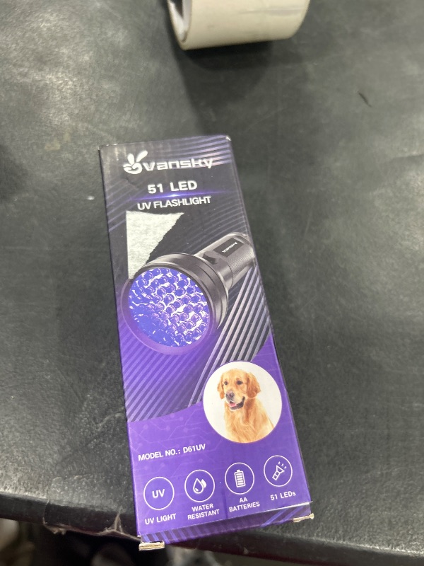 Photo 1 of Vansky UV Flashlight Black Light, 51 LED Blacklight Pet Urine Detector for Dog/Cat Urine, Dry Stains, Bed Bug, Resin Curing, Scorpions Finder
