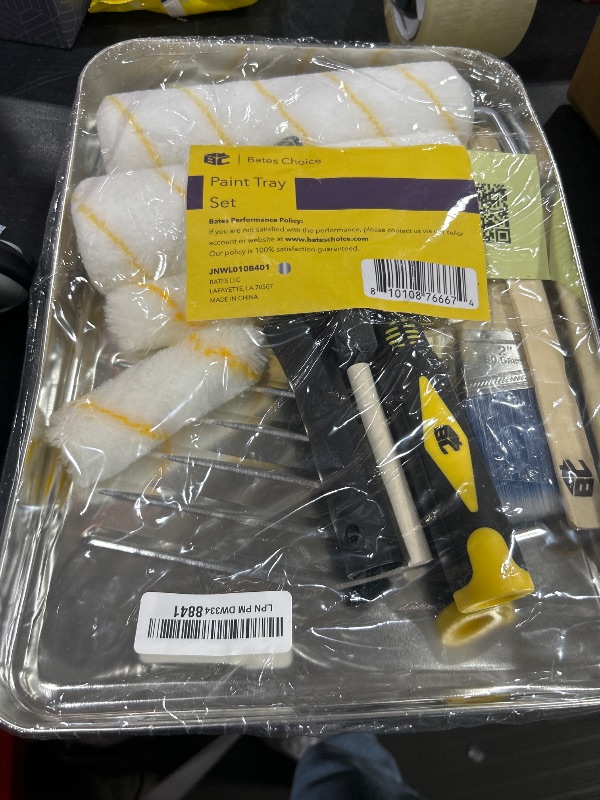 Photo 1 of Bates Paint Tray Set - 11 pcs Kit with 9" & 4" Rollers, Small Roller, Trays & Covers for House Painting