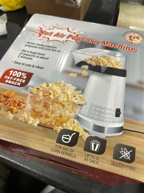 Photo 1 of Hot Air Popper Popcorn Maker Machine with Measuring Cup - 4.5qt Oil-Free Hot Air Popcorn Popper, 2-Min 60g Popcorn Air Popper, One-Touch & Easy To Clean, Fast, Efficient & Healthy