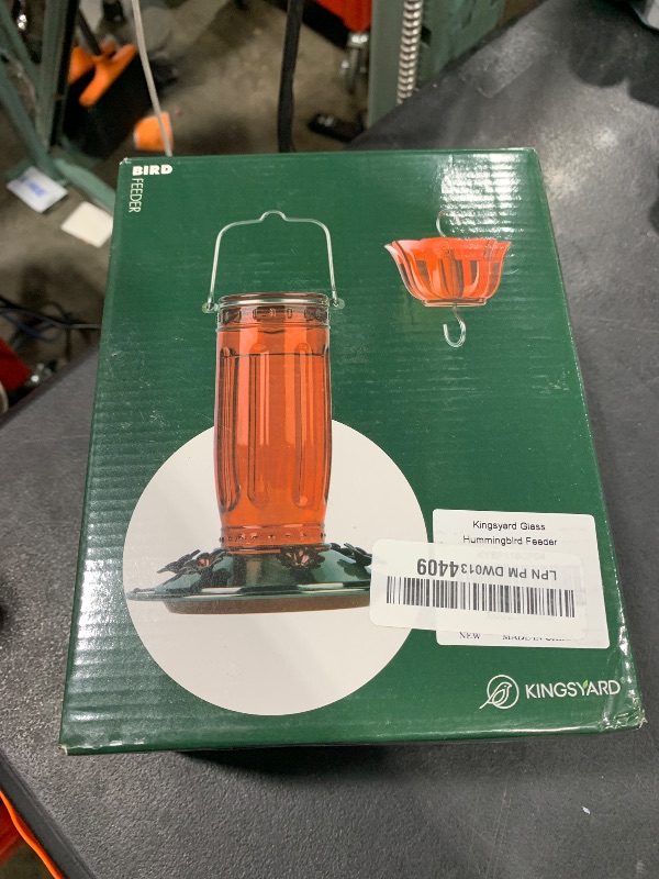 Photo 1 of Kingsyard Glass Hummingbird Feeder for Outdoors Wild Bird Feeder with 6 Feeding Ports Hanging for Garden Yard, Red (Ant Moat Included)