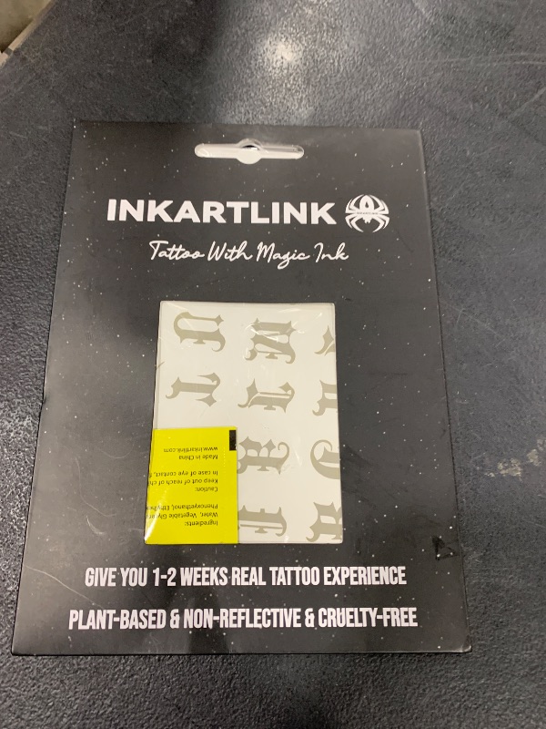 Photo 1 of INKARTLINK Semi Permanent Tattoos, tattoos with any combination of letters, beautiful packaging, unique design, waterproof, cruelty-free, non-reflective(Gothic Alphabet)