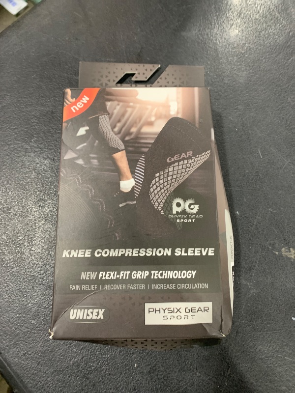 Photo 1 of PHYSIX GEAR Knee Support Brace - Premium Recovery & Compression Sleeve for Meniscus Tear, ACL, MCL Running & Arthritis - Best Neoprene Stabilizer Wrap for Crossfit, Squats & Workouts (Single Grey L)