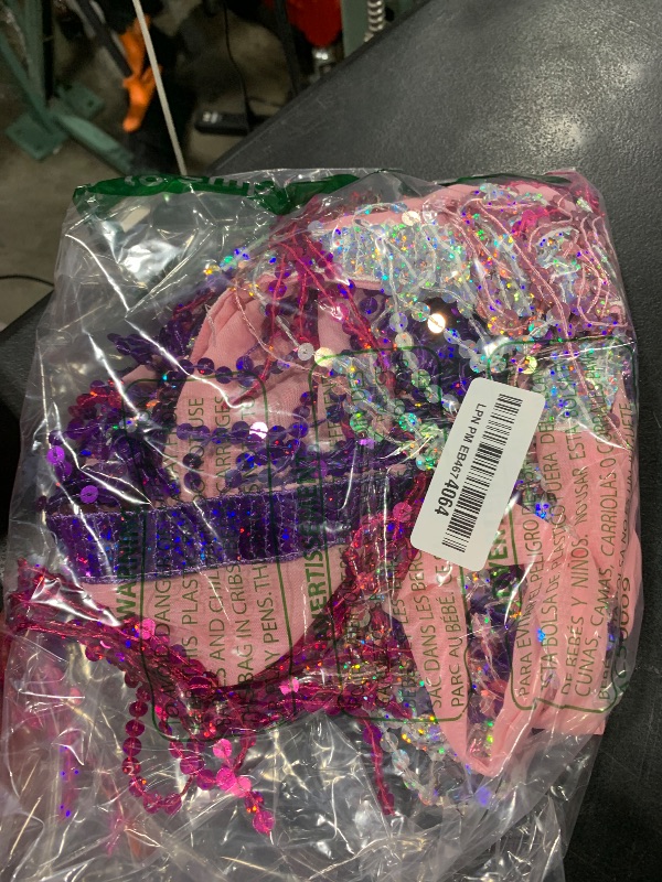 Photo 1 of Ammiko Colorful Pink Sequin Skirt Fringe Wrap Skirts Sparkly Belly Dance Hip Scarf Tassel Skirt Party Rave Costume for Women Girls