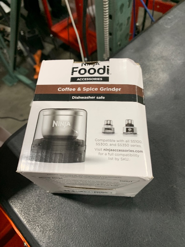 Photo 1 of Ninja Foodi Coffee & Spice Grinder, Compatible only with Ninja SS100, SS350, and SS400 series blenders, Compact, Pulverize Through Tough Spices, 12-Tbsp Capacity, Stainless Steel & Black, XSKGRINDER