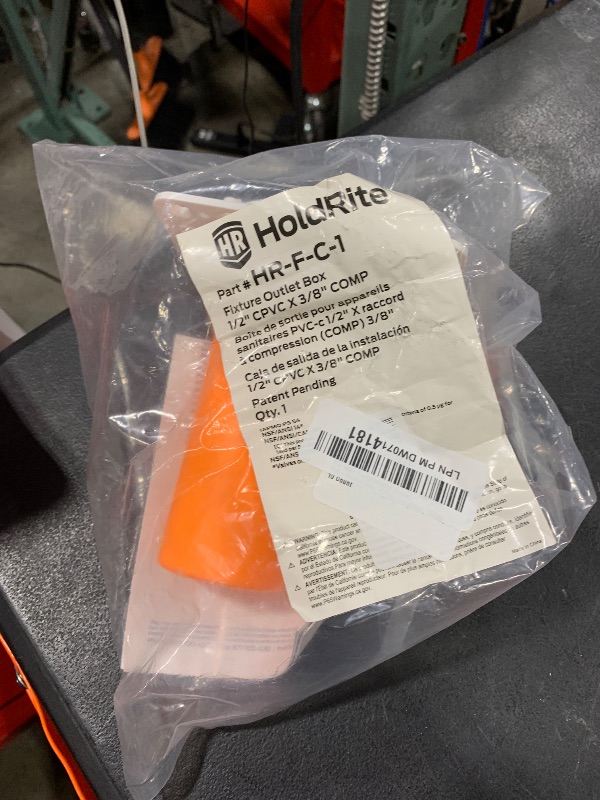 Photo 1 of Holdrite HR-F-C-1 Fixture Box with 3/8 Inch Compression Outlet, Pre-Assembled, CPVC Tailpiece, White, 10 Count