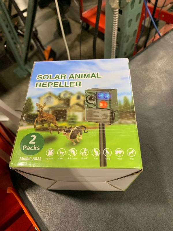 Photo 1 of 2 Packs Solar Animal Repeller Ultrasonic, Cat Repellent Outdoor with USB Recharging, Waterproof Ultrasonic Deer Repellent Motion Activated Repel Dog, Squirrel, Deer, Raccoon, Skunk, Rabbit