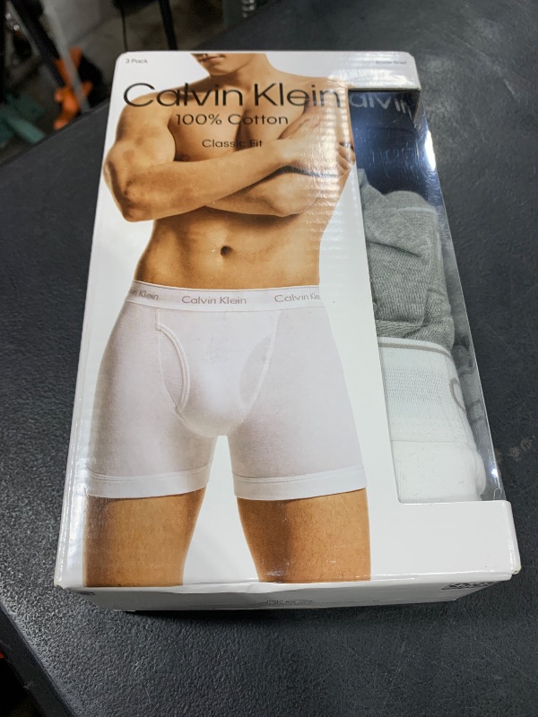 Photo 1 of Calvin Klein Men's Cotton Classics 3-pack Boxer Brief, Black, Grey Heather, White, Large