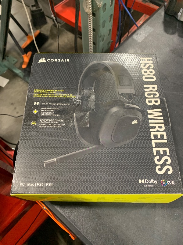 Photo 1 of CORSAIR HS80 RGB WIRELESS Multiplatform Gaming Headset - Dolby Atmos - Lightweight Comfort Design - Broadcast Quality Microphone - iCUE Compatible - PC, Mac, PS5, PS4 - Black
