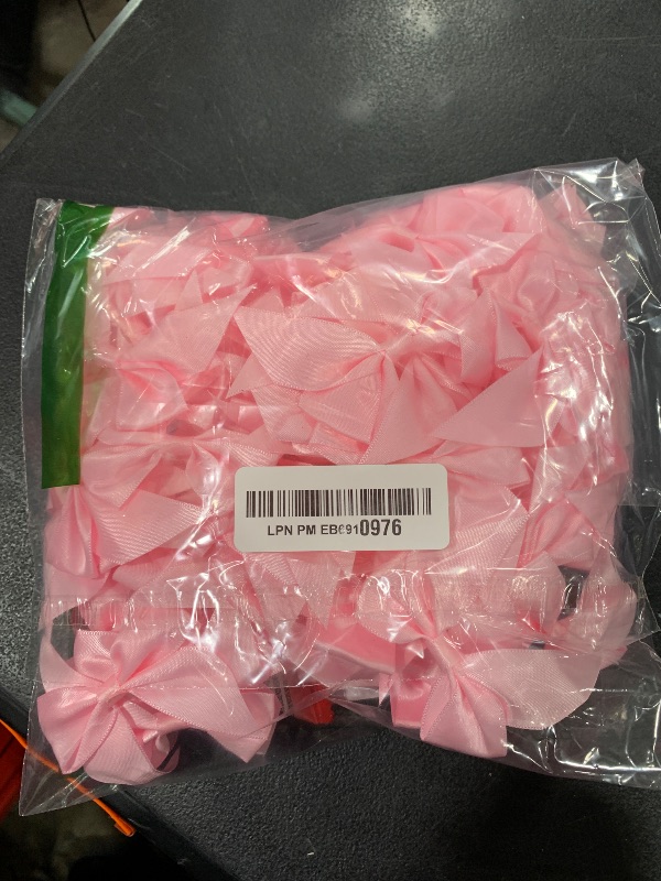 Photo 1 of 100 PCS Bows for Gift Wrapping, 2.75" Satin Ribbon Bows with Double-Sided Tape, Small Bows for Crafts, Bow Decor, Mini Bows Decorations for Party Baby Shower Birthday Wedding (Pink)