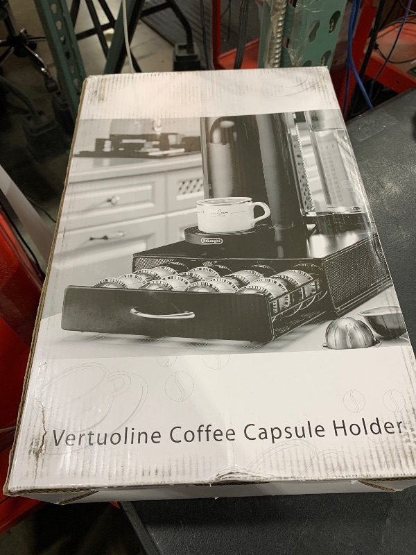 Photo 1 of Flagship Vertuo Pod Holder Storage Drawer for Nespresso Vertuo Capsule Organizer Drawer Tray with Mesh Shelves for Nespresso Vertuo Holder Black Metal (40 Pods Capacity)