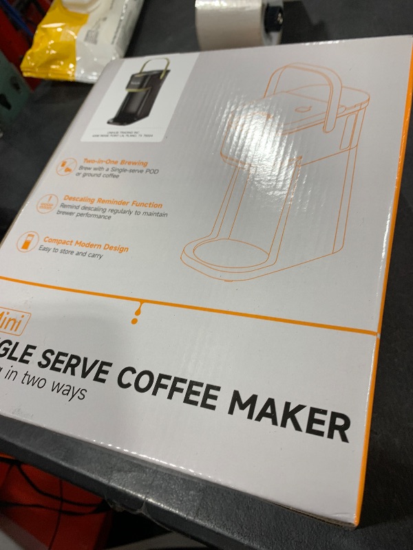 Photo 1 of Tastyle Single Serve One Cup Coffee Maker, for K Cups and Grounds, Mini Coffee Maker with Portable Handle, 6 to 12 Oz Brew Size, for Travel, Camping, Office, RV and Dorm, Black and Gold