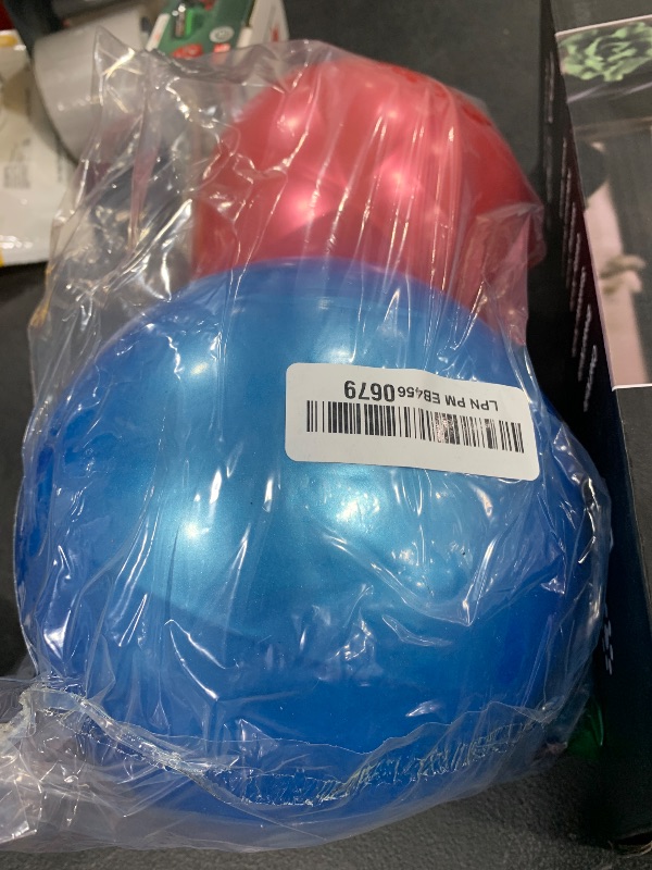 Photo 1 of GCQJOQ 2 Pcs 9 Inch Inflatable Bouncy Balls with Hand Air Pump for Indoor Outdoor Play Balls (Red, Blue)