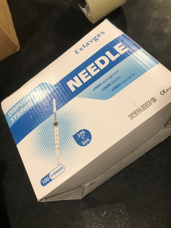 Photo 1 of 100 Pack Disposable 3ml/cc Lab Syringes with 23Ga 1 Inch Needle Luer Lock, Individually Sealed Packed