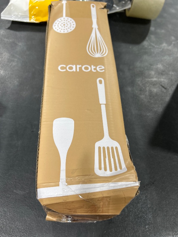 Photo 1 of CAROTE Silicone Cooking Utensils Set for Nonstick Cookware, 446°F Heat Resistant Kitchen Utensil Set with Wooden Handle 10pcs, Spatula, Turner, Spoon, Tongs, Whisk