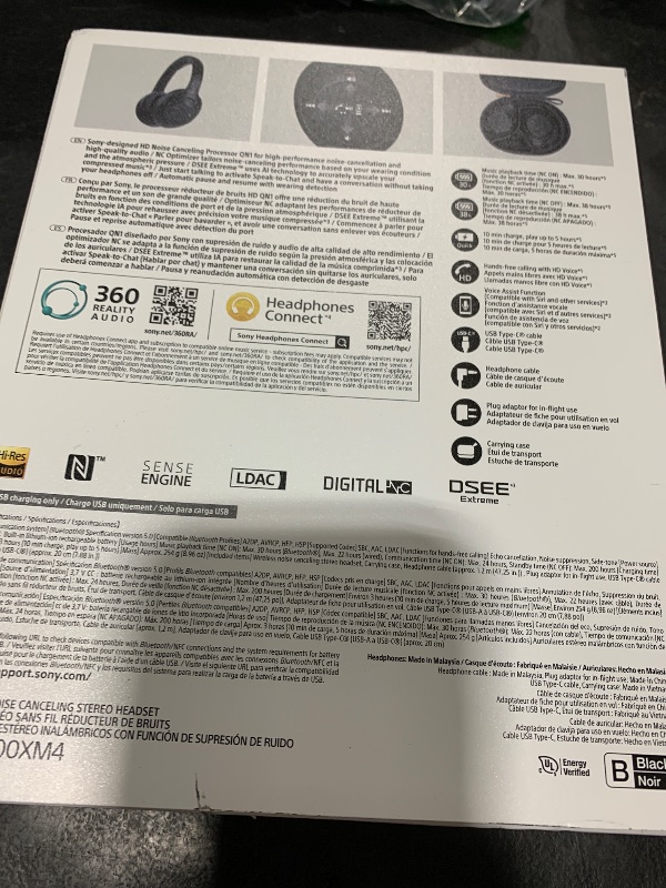 Photo 1 of Sony WH-1000XM4 Wireless Premium Noise Canceling Overhead Headphones - 30hr Battery Life, Over Ear Style with Mic for Phone-Call and Alexa Voice Control - Black International Version