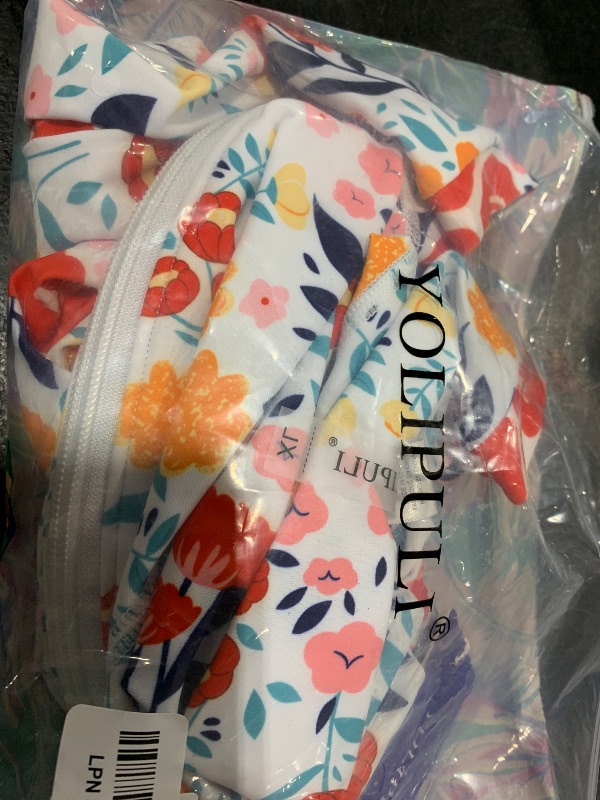 Photo 1 of Girls Long Sleeve One-Piece Swimsuit: Rash Guard UV UPF 50+ Sun Protection Surfing Bathing Suit 6 7 8 Years Red Flower