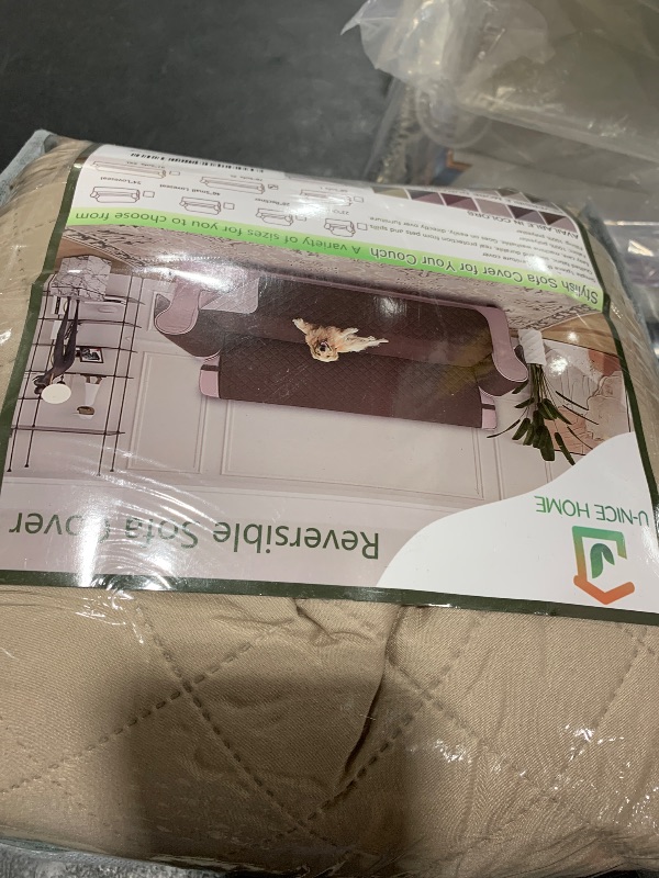 Photo 1 of U-NICE HOME Large Sofa Cover Reversible Couch Cover for Dogs with Elastic Straps Water Resistant Furniture Protector for Pets Couch Cover for 4 Cushion Couch (Oversized Sofa, Beige/Beige)