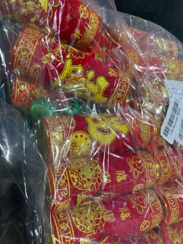 Photo 1 of 2PCS Chinese New Year Decoration 2025 Chinese Firecracker with Tassel Hanging Red Ornament Spring Wall Ornament Lucky Oriental Festival Lunar New Year Decor