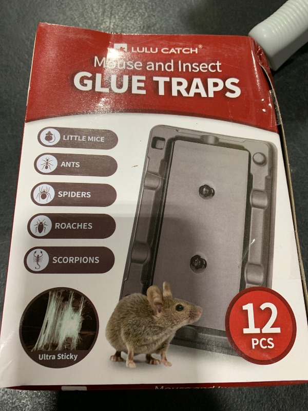 Photo 1 of LULUCATCH Mouse & Insect Traps 12 Pack, Heavier Sticky Traps with Non-Toxic Glue for Small Mice & Insects. Sticky Mouse Traps Indoor, Easy to Set, Safe to Children & Pets