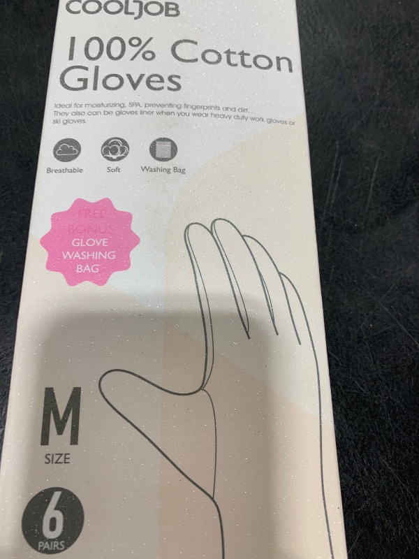 Photo 1 of COOLJOB 100% Cotton Gloves, 6 Pairs White Cotton Gloves for Dry Hands Moisturizing & Eczema, Overnight Lotion, Sleep & Spa Treatment for Women & Men, Breathable Work Glove Liners, Medium Size