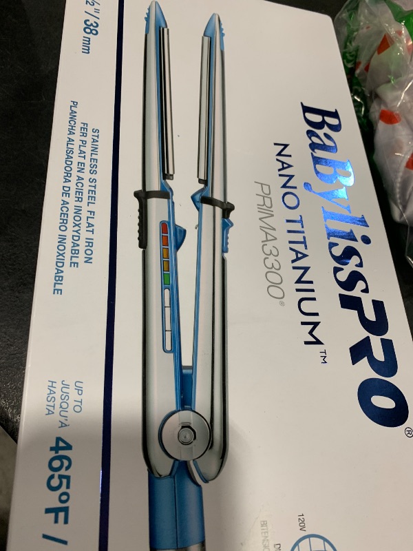 Photo 1 of BaBylissPRO Nano Titanium 1 1/2" Prima Stainless Steel Ionic Hair Straightener, Curl and Straighten Hair with one professional tool