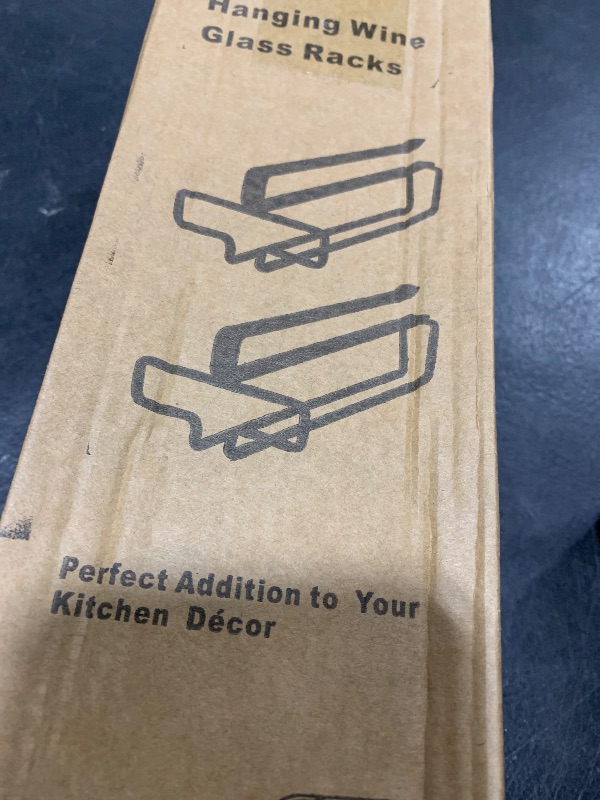 Photo 1 of LINFIDITE Wine Glass Holder 2PCS Stemware Rack Hanger Under Cabinet Wine Glass Rack Kitchen Hanging Glass Storage Rack Organizer,Black