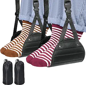 Photo 1 of Limited-time deal: 2-Pack Airplane Travel Footrest Hammock - Perfect Airplane Foot Hammock to Relax Your Feet - Travel Essentials Comfy Foot Hanger Plane Footrest for Long Trip 