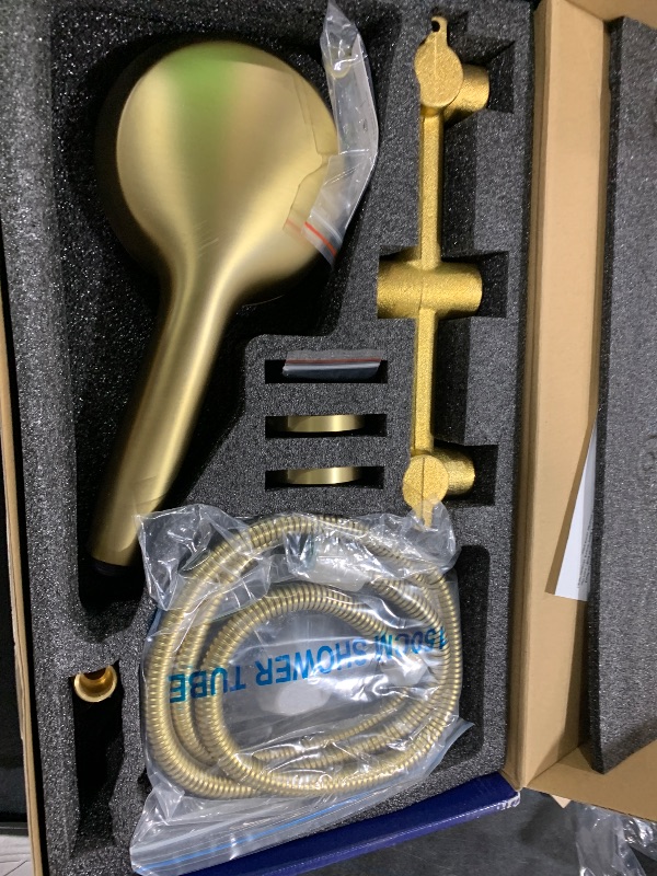 Photo 1 of DIFEINI 2 Handle Shower Faucet Set with Tub Spout Bathtub Shower Faucet Combo Set Shower System Complete Tub and Shower Trim Kit Brushed Gold Wall Mounted Shower Fixtures