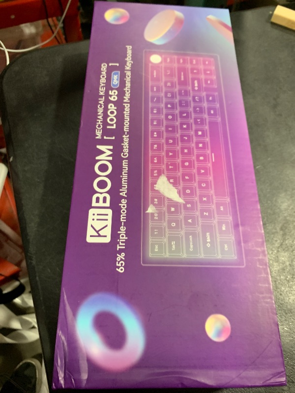 Photo 1 of KiiBoom Loop 65 65% Full Aluminum Block Structure Mechanical Keyboard, QMK/VIA Programmable, BT5.0/2.4GHz/USB-C Wireless Gaming Keyboard, Gasket, FR4 Plate, RGB for Win/Mac (Pink Purple)