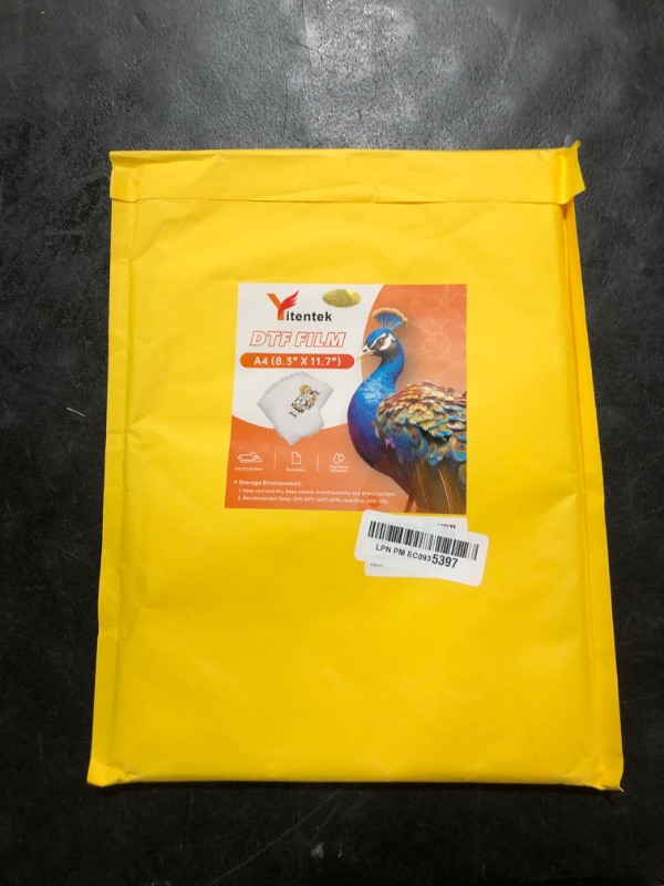 Photo 1 of Yitentek A4 DTF Transfer Film, 8.5" x 11" Double Sided Matte PreTreat Heat Transfer PET Sheets for DTF Inkjet Printer, DTF Paper Direct Print on T-Shirts Textile, Hot & Cold Peel, 100 Sheets