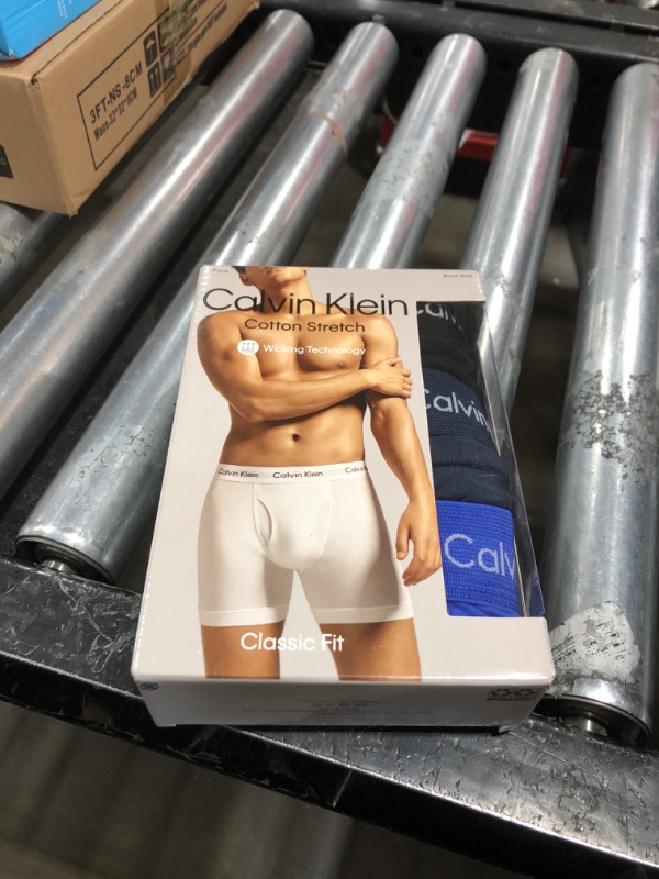 Photo 1 of Calvin Klein Men's Underwear Cotton Stretch 3 Pack Boxer Briefs, Black/Blue Shadow/Cobalt Water, Medium