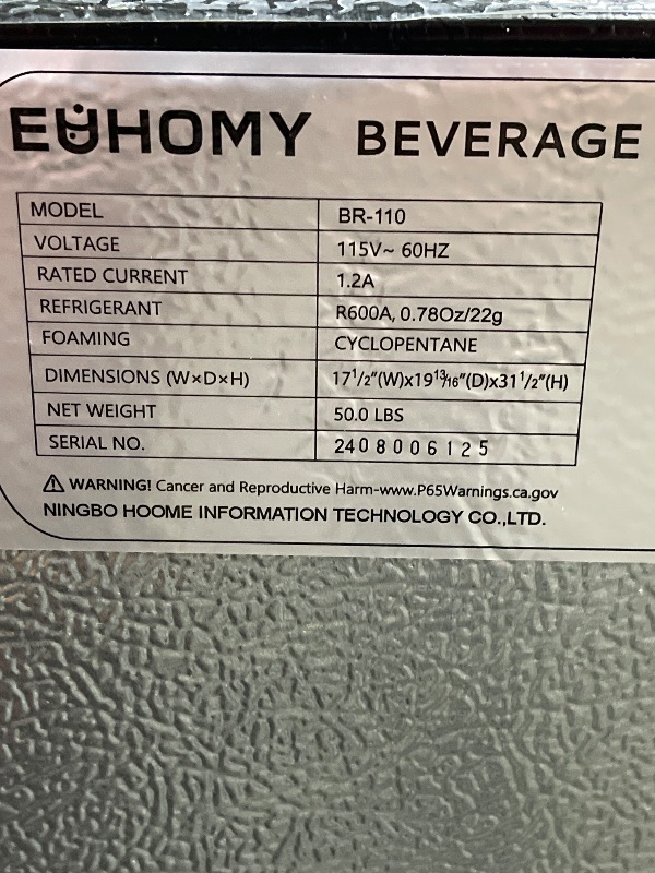Photo 1 of EUHOMY Beverage Refrigerator Cooler, 128 Can Mini Fridge with Glass Door for Soda Beer or Wine, Beverage Cooler for Home, Office, Bar with Adjustable Removable Shelves, Silver