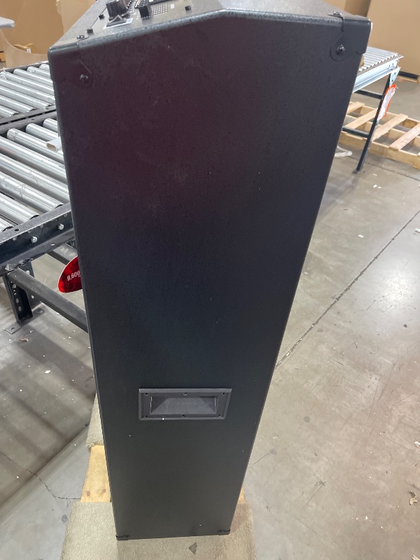 Photo 1 of QFX SBX-412300BT TWS Bluetooth Triple 12” Woofer Triple 1” Tweeter Recording High-Performance PA Cabinet Speaker with 10-Band Graphic EQ, 2 Microphone Inputs, Guitar Input, and AUX Input, Blue   parts onl;y