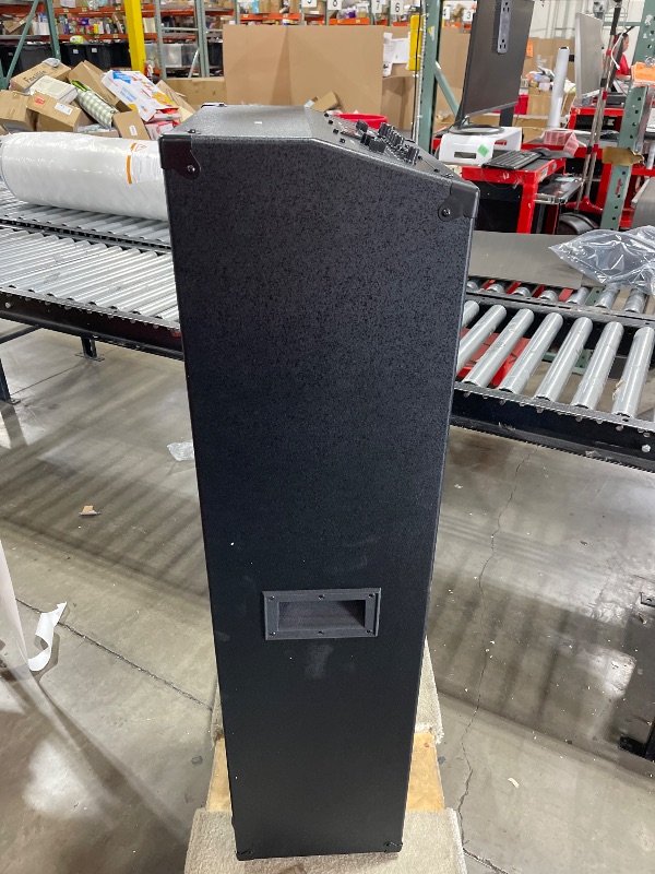 Photo 1 of QFX SBX-412300BT TWS Bluetooth Triple 12” Woofer Triple 1” Tweeter Recording High-Performance PA Cabinet Speaker with 10-Band Graphic EQ, 2 Microphone Inputs, Guitar Input, and AUX Input, Blue   parts onl;y