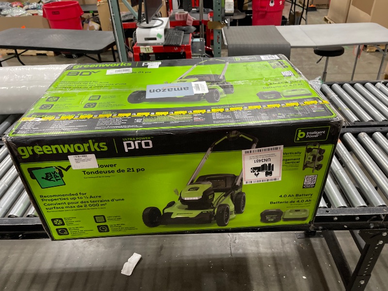 Photo 1 of Greenworks 80V 21" Brushless Cordless (Push) Lawn Mower (LED Headlight + Aluminum Handles), 4.0Ah Battery and Rapid Charger Included (75+ Compatible Tools)