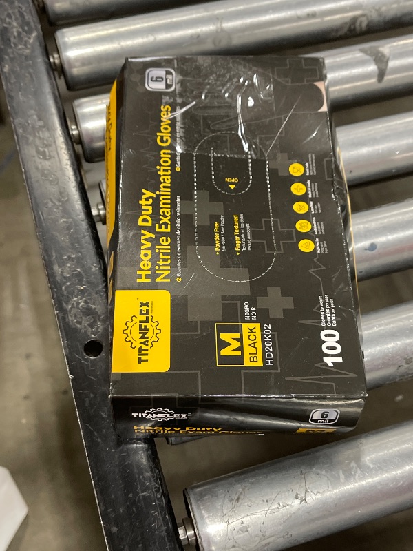 Photo 1 of TitanFlex Disposable Nitrile Exam Gloves - 6-mil, Black, Medium 100-ct Box, Heavy Duty, Latex Free, Food Safe for Cooking & Food Prep