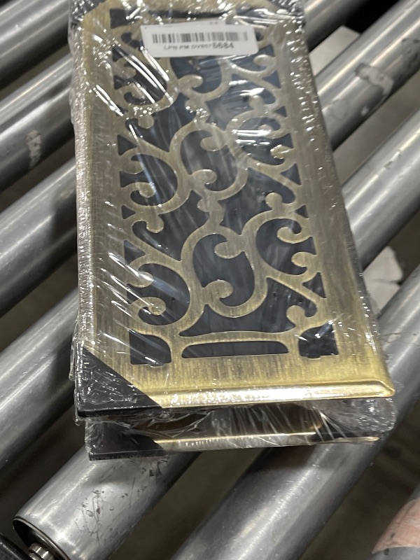 Photo 1 of SANYCASA 4x10 Inches Air Floor Vents Register Ease Adjust Air Flow Savannah Design-Heavy Duty Walkable Steel Decorative Floor Vent for Room - Antique Brass Floor Vent Covers - 2 Pack