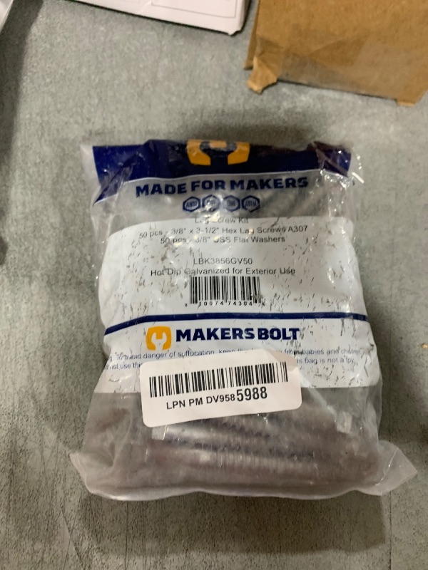 Photo 1 of 3/8 x 3-1/2 (50 Pack) Lag Screw Kit, 50 Screws and 50 washers, Hot Dip Galvanized, Meets ASME B18.2.1 Industrial/Commercial Grade by Makers Bolt