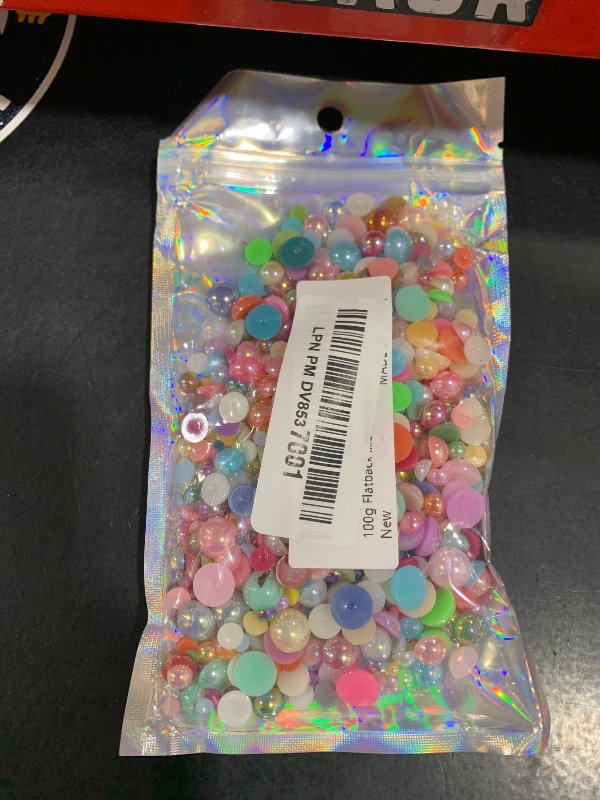 Photo 1 of 100g Flatback Pearls for Crafts,Assorted Sizes Half Round Pearl Beads Rhinestones for Nails,Pearl Flatback Resin Cabochons Beads for DIY Crafts Decoration (Colorful)