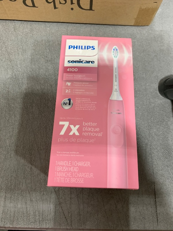 Photo 1 of Philips Sonicare 4100 Rechargeable Electric Toothbrush, with Pressure Sensor, 2 Intensity Settings, SmarTimer and QuadPacer, 14-Day Battery Life, Deep Pink, Model HX3681/26