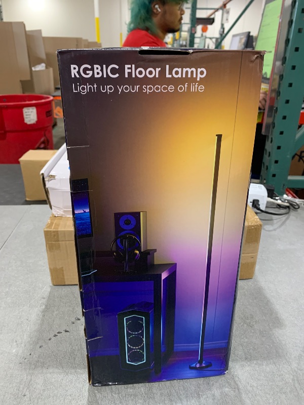 Photo 1 of YIKBIK 2PCS RGB+W Corner Floor Lamp, 65" Color Changing 24V LED Floor Lamp with Cool White Bluetooth APP Remote Control Music Sync Modern Stand Lamp 16 Million DIY Colors for Living Room Bedroom
