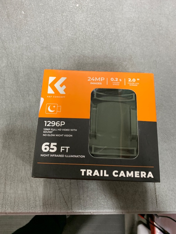 Photo 1 of K&F Concept Trail Camera 24MP 1296P, Game Camera with No Glow Night Vision Motion Activated IP66 Waterproof for Wildlife Monitoring, 0.2s Trigger Time,120° Wide Lens, Free 64GB SD Card & 4*Batteries